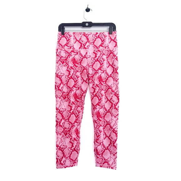 NWT Fabletics High-Waisted Printed PowerHold® Capri Pink Snakeskin Womens Size L - Picture 3 of 7
